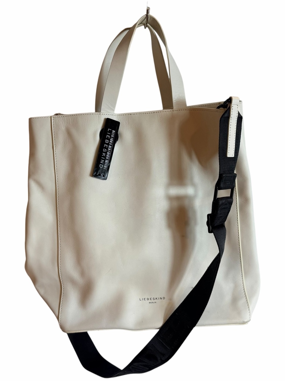 Liebeskind Berlin Cream Leather Tote Bag Detachable Crossbody Strap